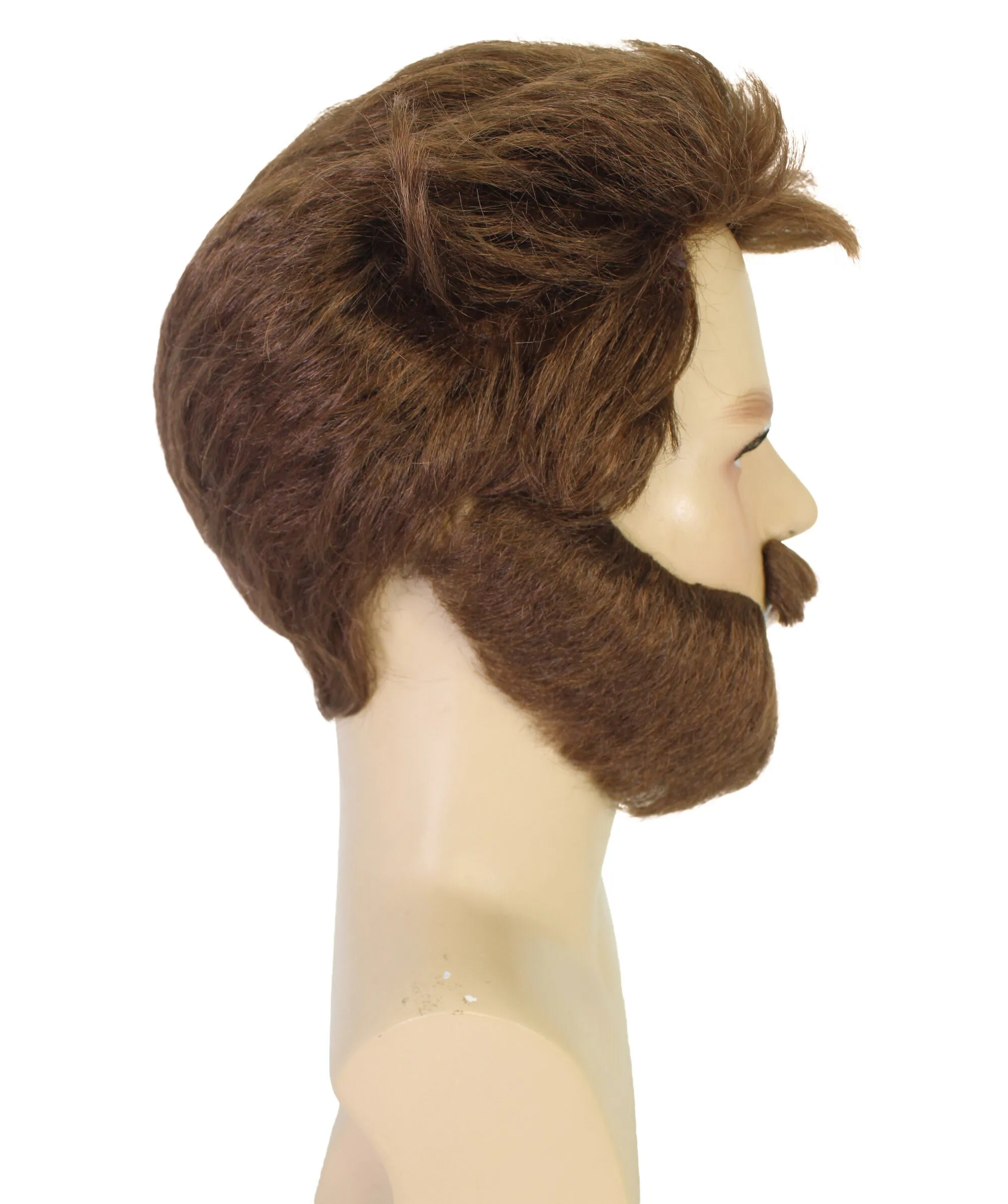 HPO Adult Famous Movie Character Brown Wig and Beard Set | Cosplay Wig | Flame-retardant Synthetic Fiber