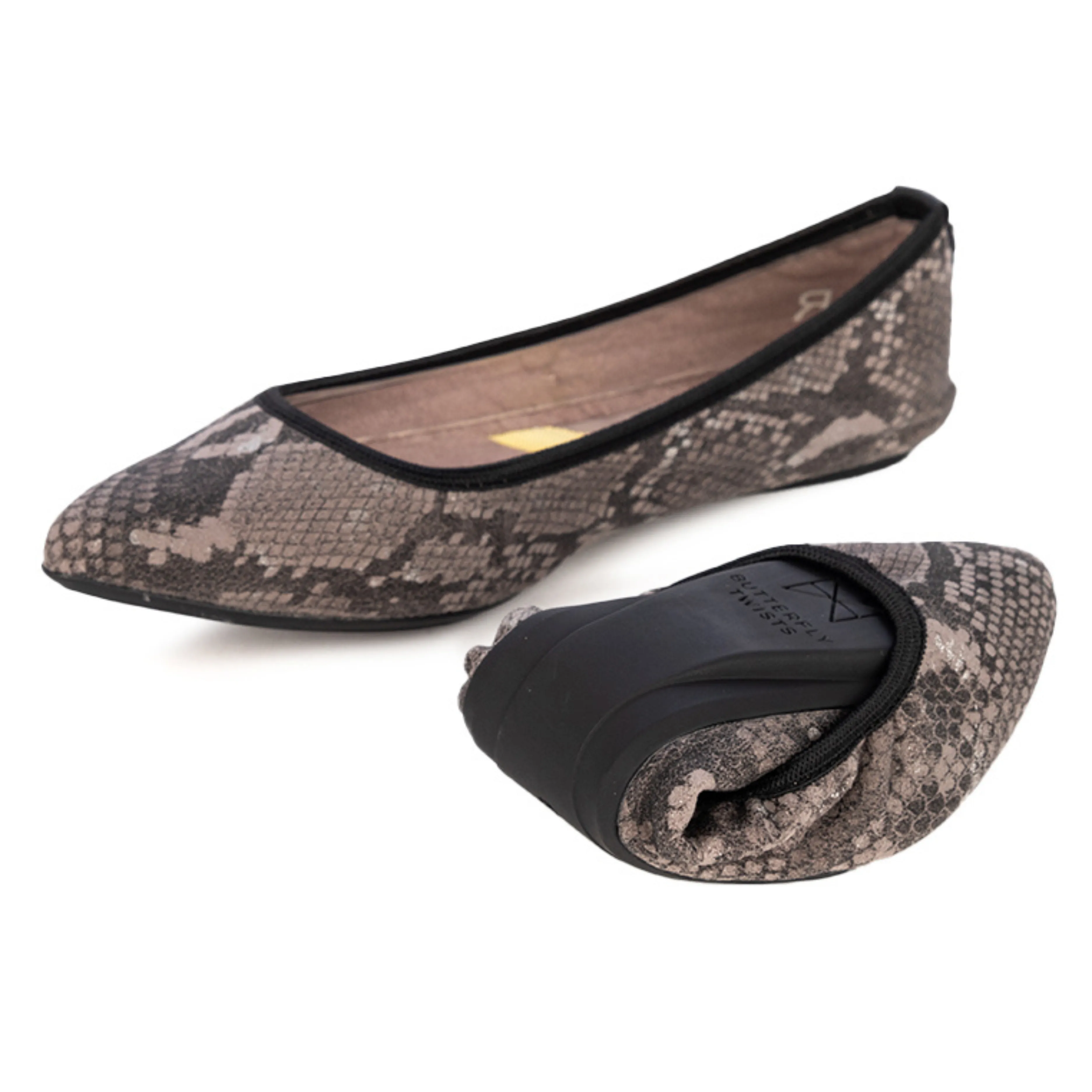 JANEY Ballet Flat Shoes - Black Cobra