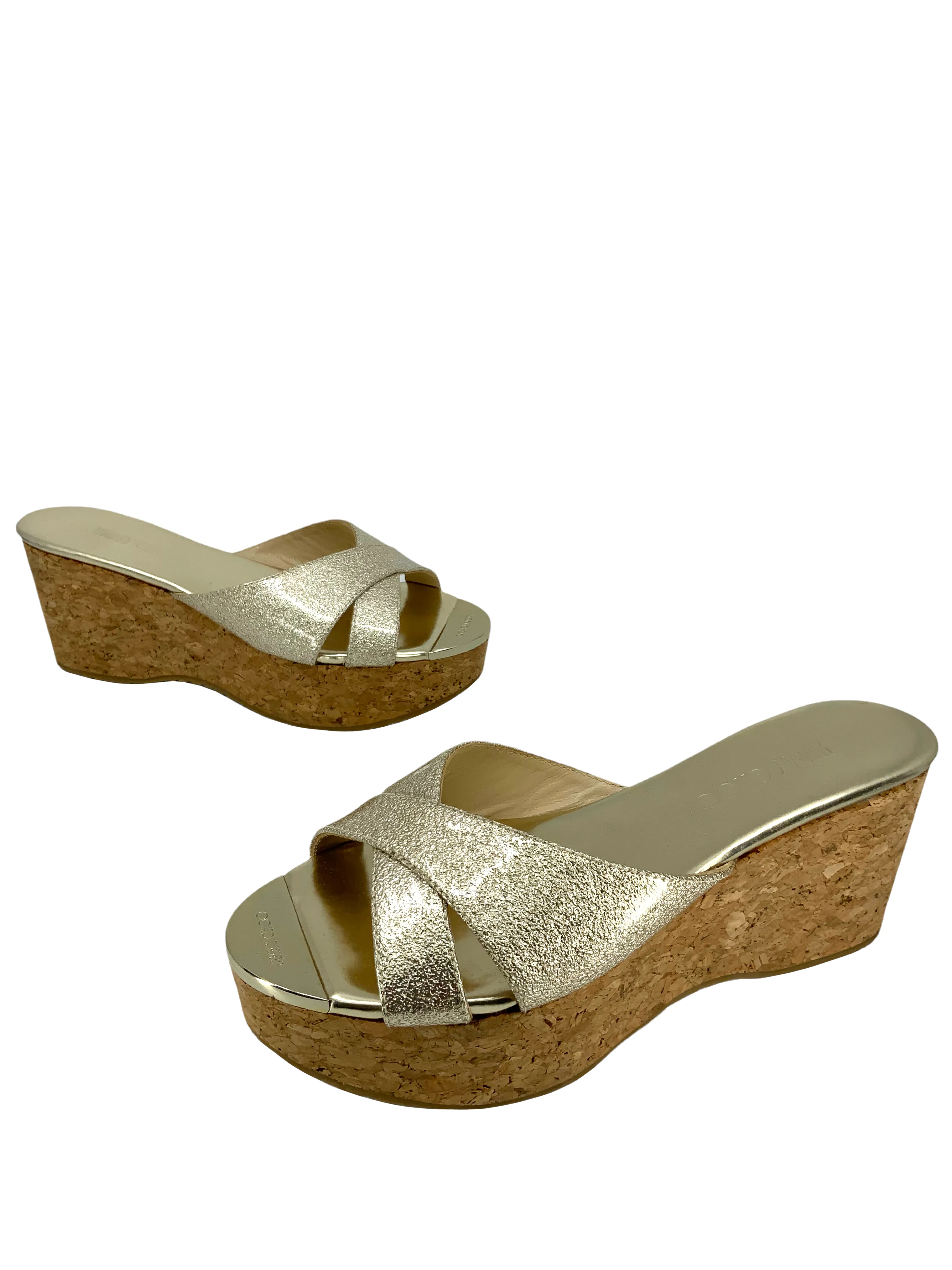 Jimmy Choo Perfume High Cork Wedge Slide Size 8