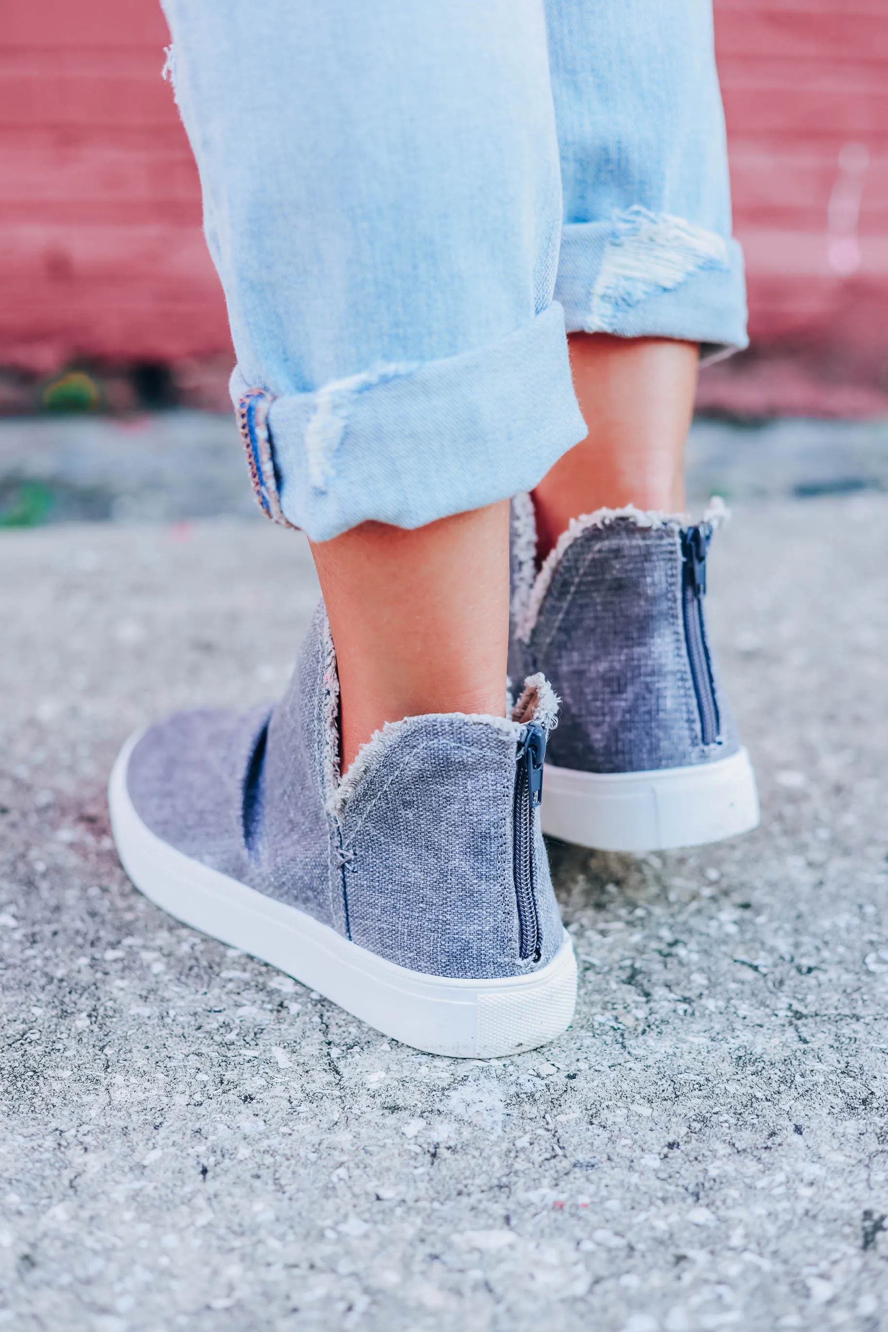 Josie Slouch Ankle Sneakers - Grey