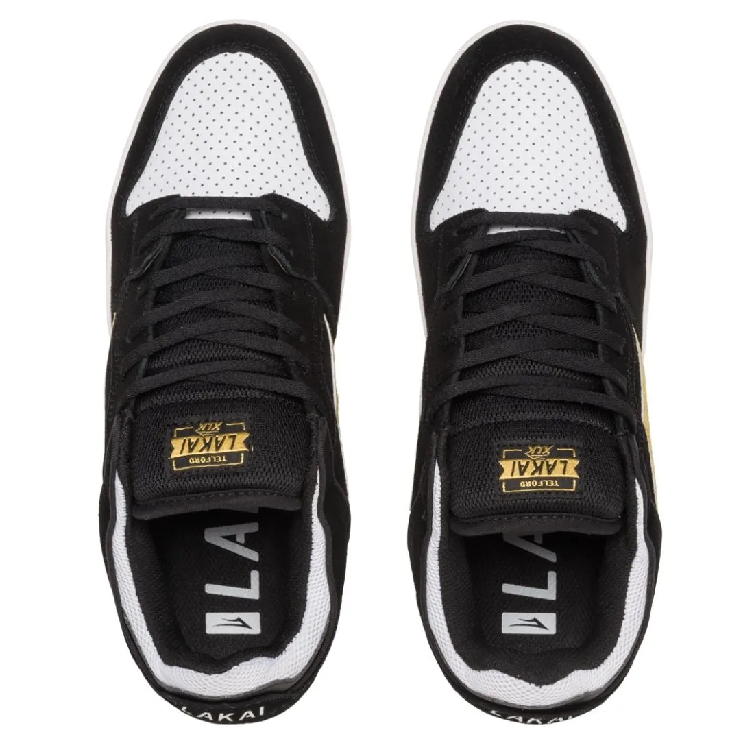 Lakai Telford Low Skate Shoes - Black/Gold Suede