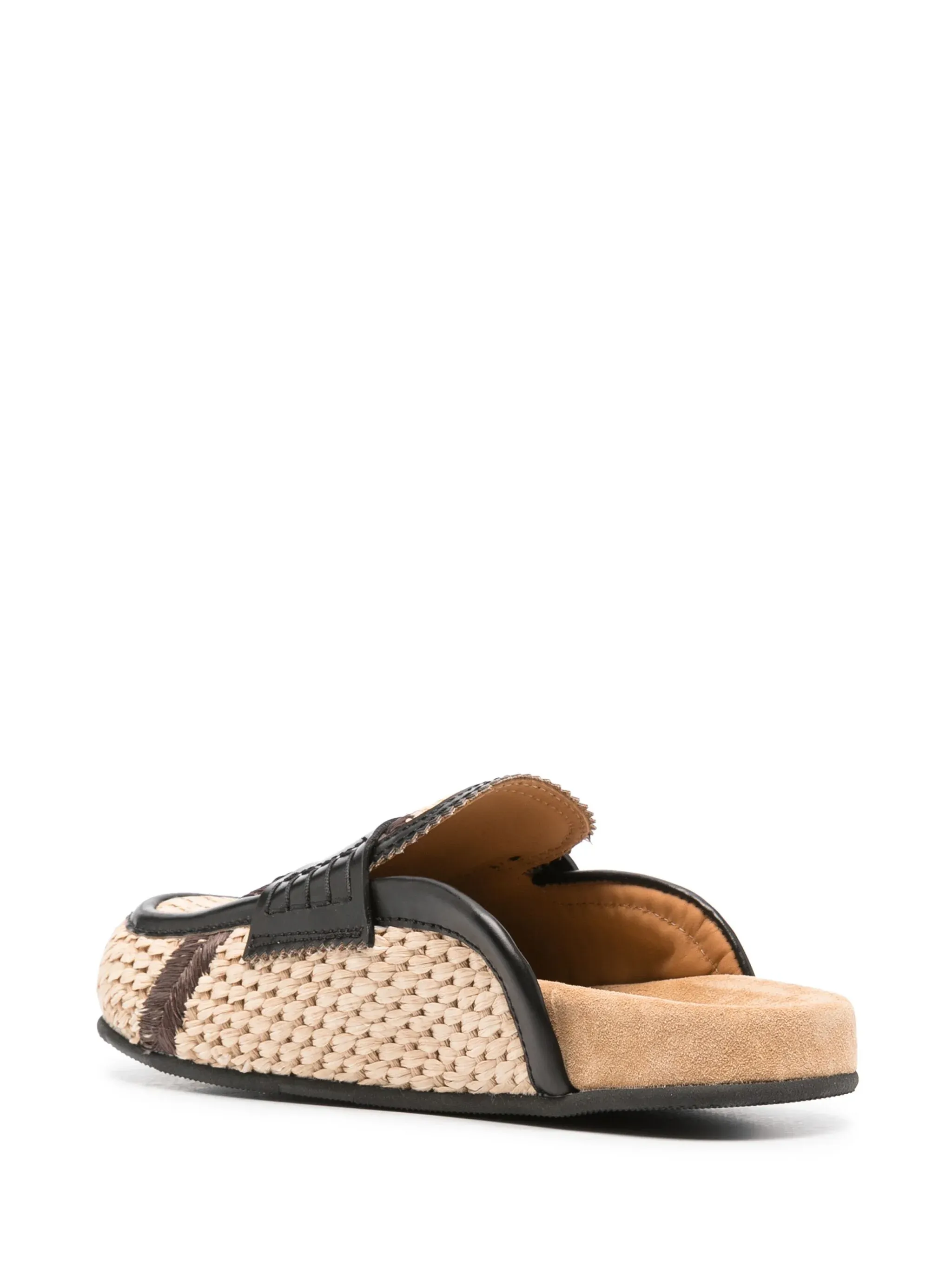 leather-trim raffia mules