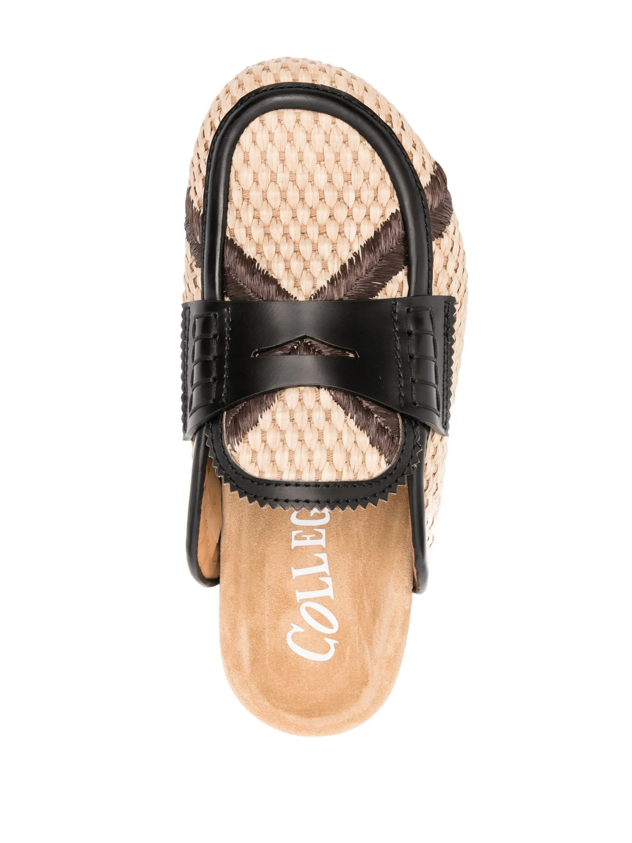 leather-trim raffia mules