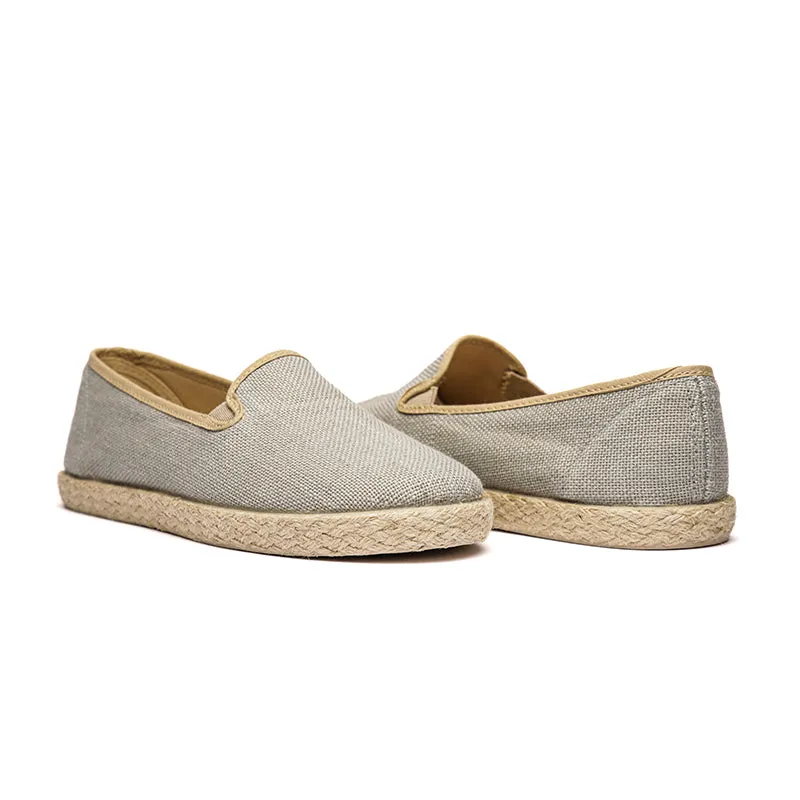 Linen Yute Slip-on Sneakers in Light Grey by childrenchic