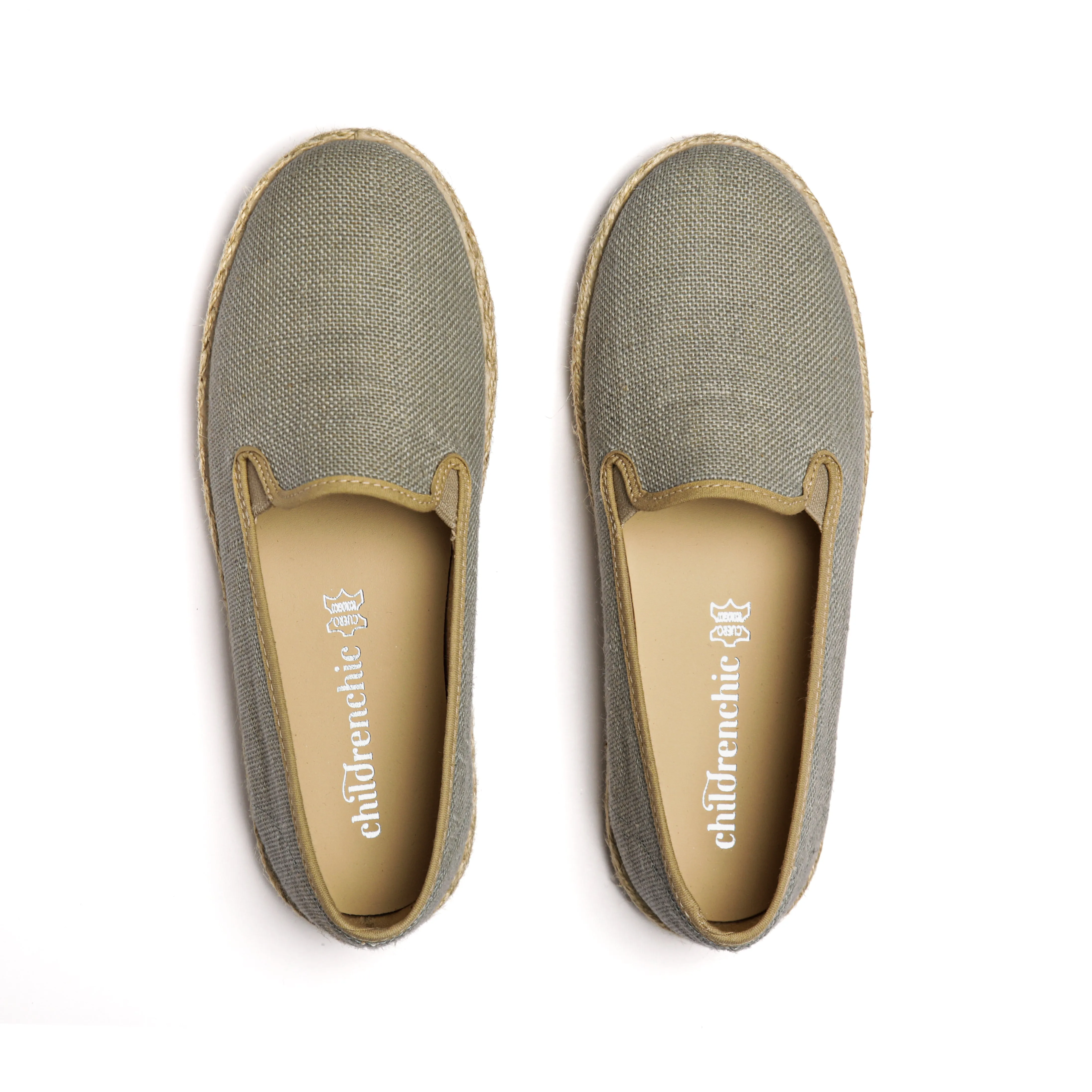 Linen Yute Slip-on Sneakers in Light Grey by childrenchic