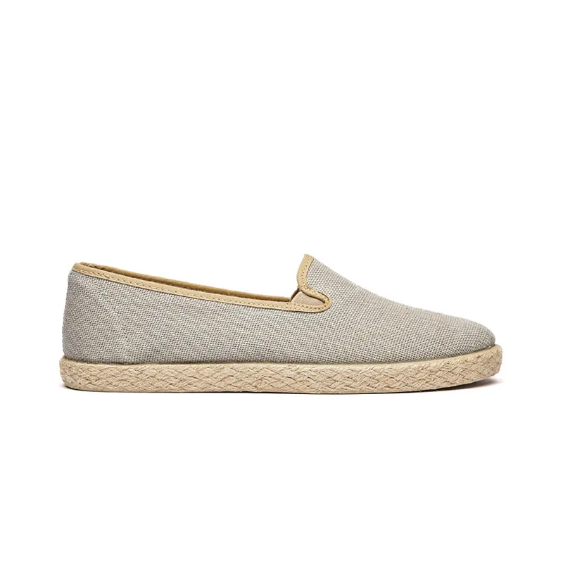 Linen Yute Slip-on Sneakers in Light Grey by childrenchic