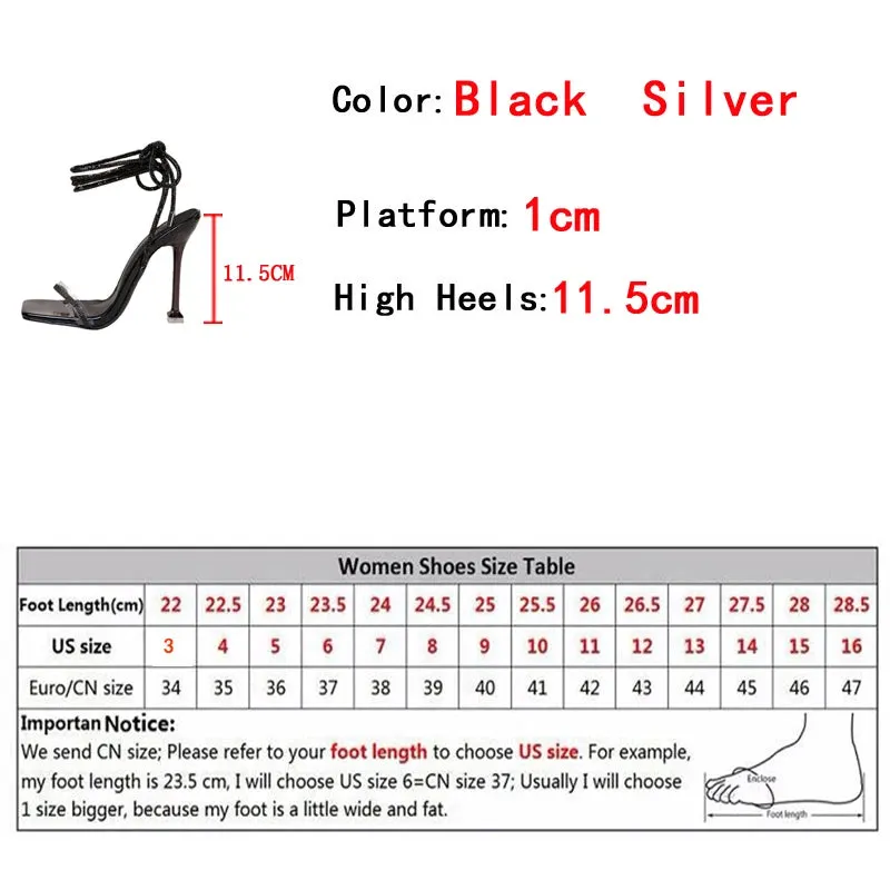 Liyke Sexy Silver Crystal Cross Strap Sandals Women Summer Party Wedding Banquet Shoes Fashion Open Toe Club Transparent Heels