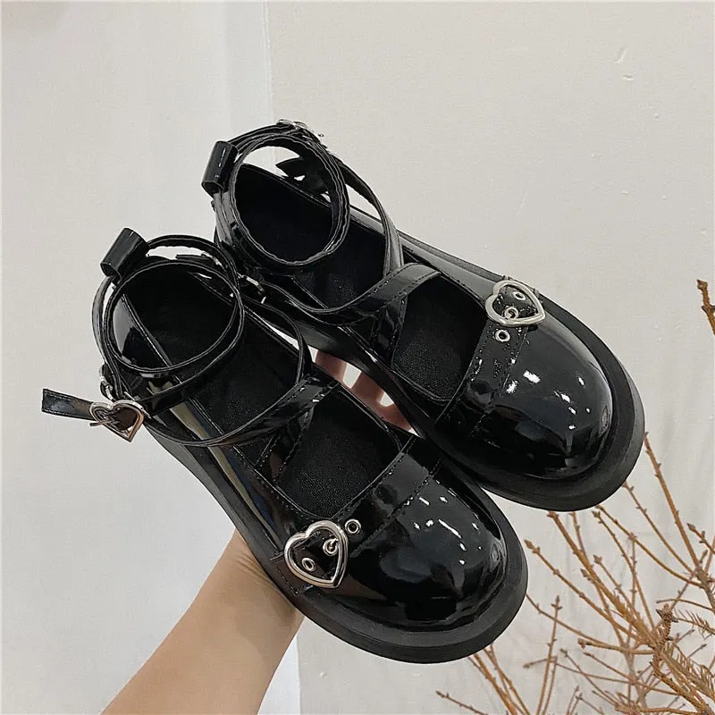 lolita shoes platform emo shoes thick heel cross bandage  Mary Janes gothic shoes