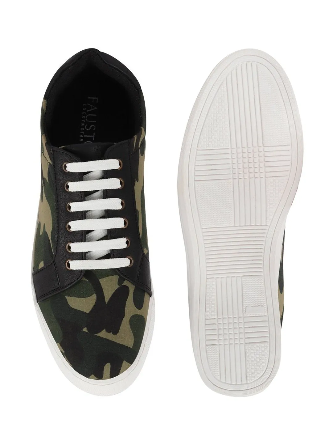 Men Army Trending Lace Up Camouflage Sneakers