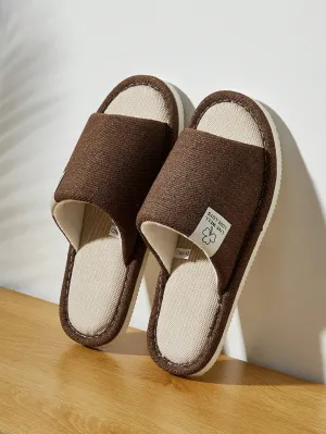 Men Coffee Linen Slippers, Spring/Summer Indoor Home Bedroom Office Open Toe Breathable Lightweight Anti-Odor Slippers, Suitable For All Seasons