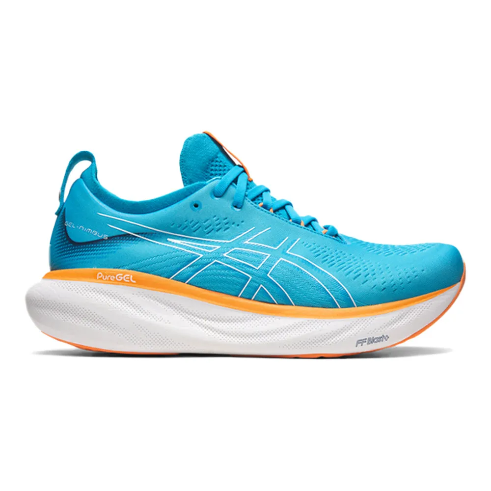 Men's Asics Gel-Nimbus 25, Island Blue/Sun Peach, 11 2E Wide