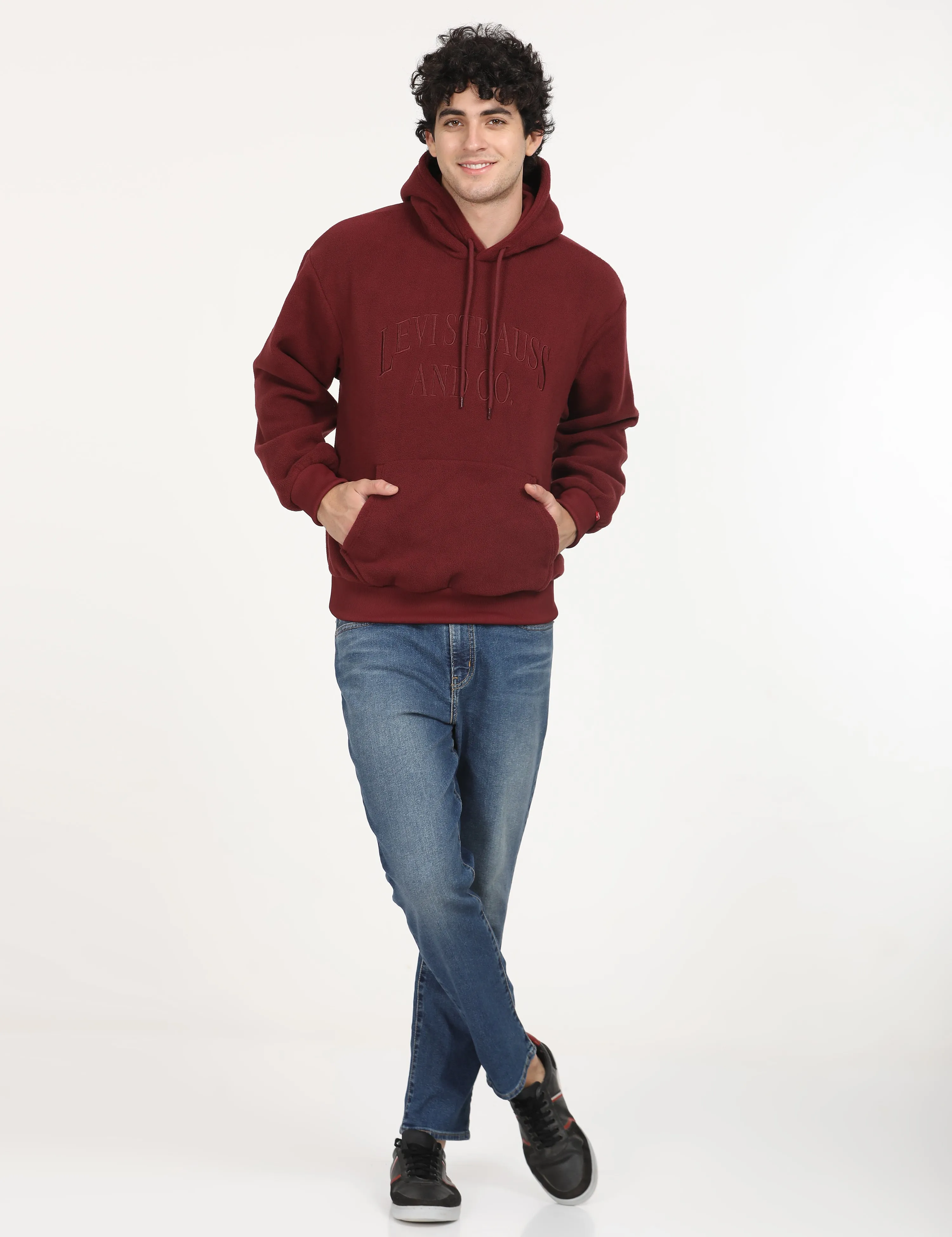 Men's Brand Logo Maroon Hooded Sweatshirt