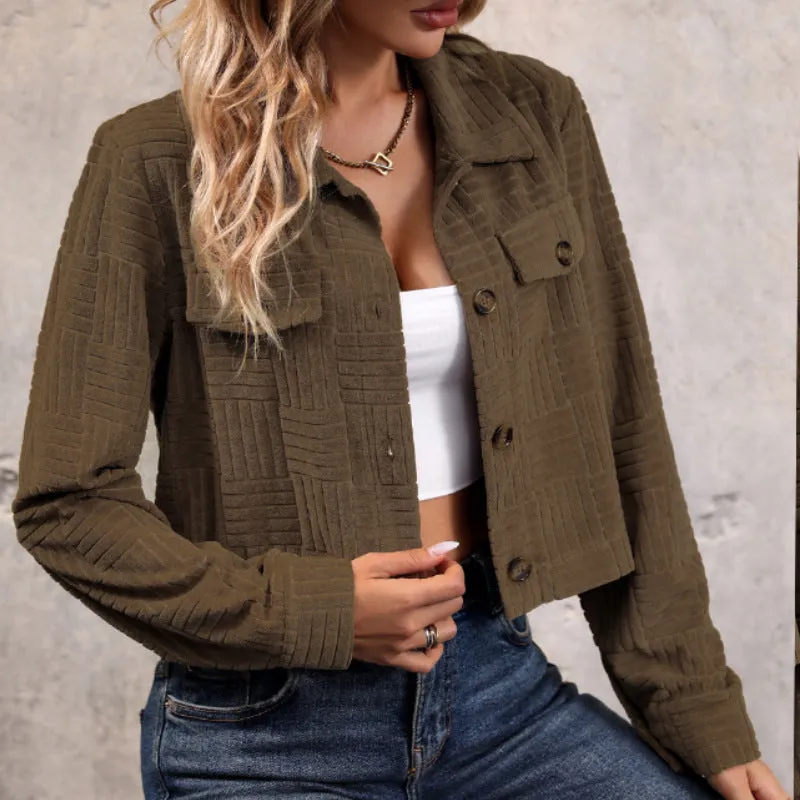 METAVERSMALL 2025  New autumn new corduroy jacket short coat lapel early autumn coat women