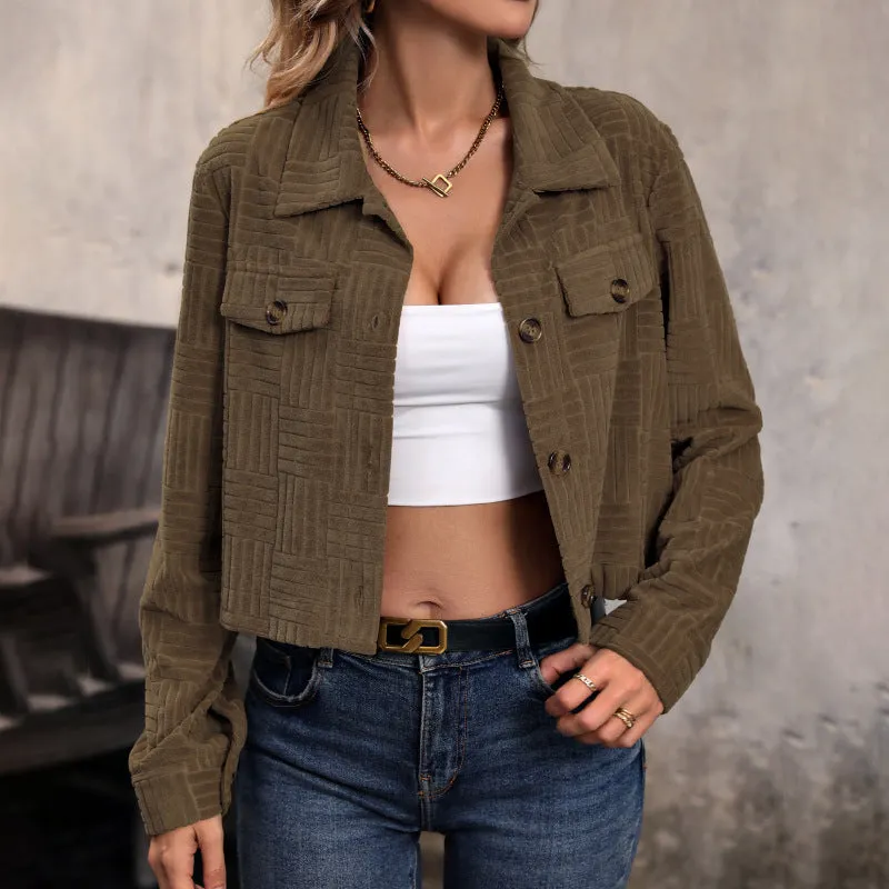 METAVERSMALL 2025  New autumn new corduroy jacket short coat lapel early autumn coat women