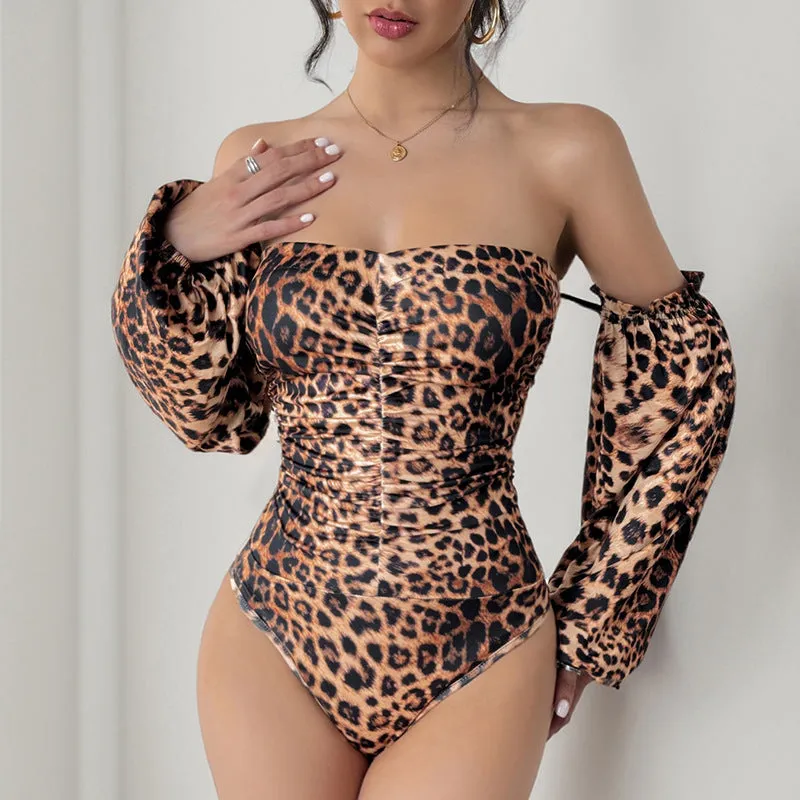 METAVERSMALL New 2025  new leopard print sexy slim jumpsuit  retro leopard print sweet and spicy style jumpsuit