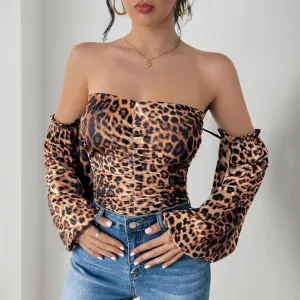 METAVERSMALL New 2025  new leopard print sexy slim jumpsuit  retro leopard print sweet and spicy style jumpsuit