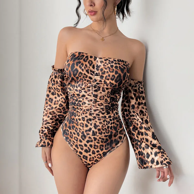 METAVERSMALL New 2025  new leopard print sexy slim jumpsuit  retro leopard print sweet and spicy style jumpsuit