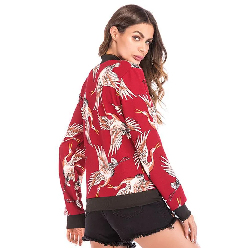 METAVERSMALL New  2025 trade autumn and winter baseball jersey 2025 women's clothing long-sleeved zipper printed jacket jacket women