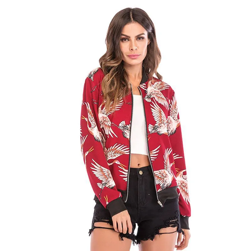 METAVERSMALL New  2025 trade autumn and winter baseball jersey 2025 women's clothing long-sleeved zipper printed jacket jacket women