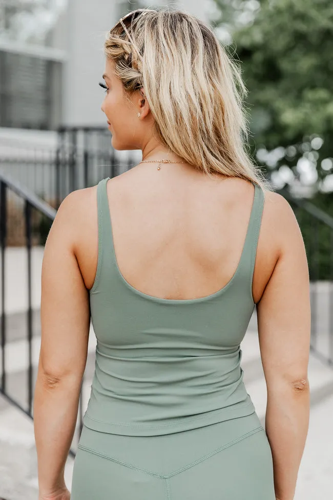 Miles Ahead Olive V-Neck Tank Bra Top