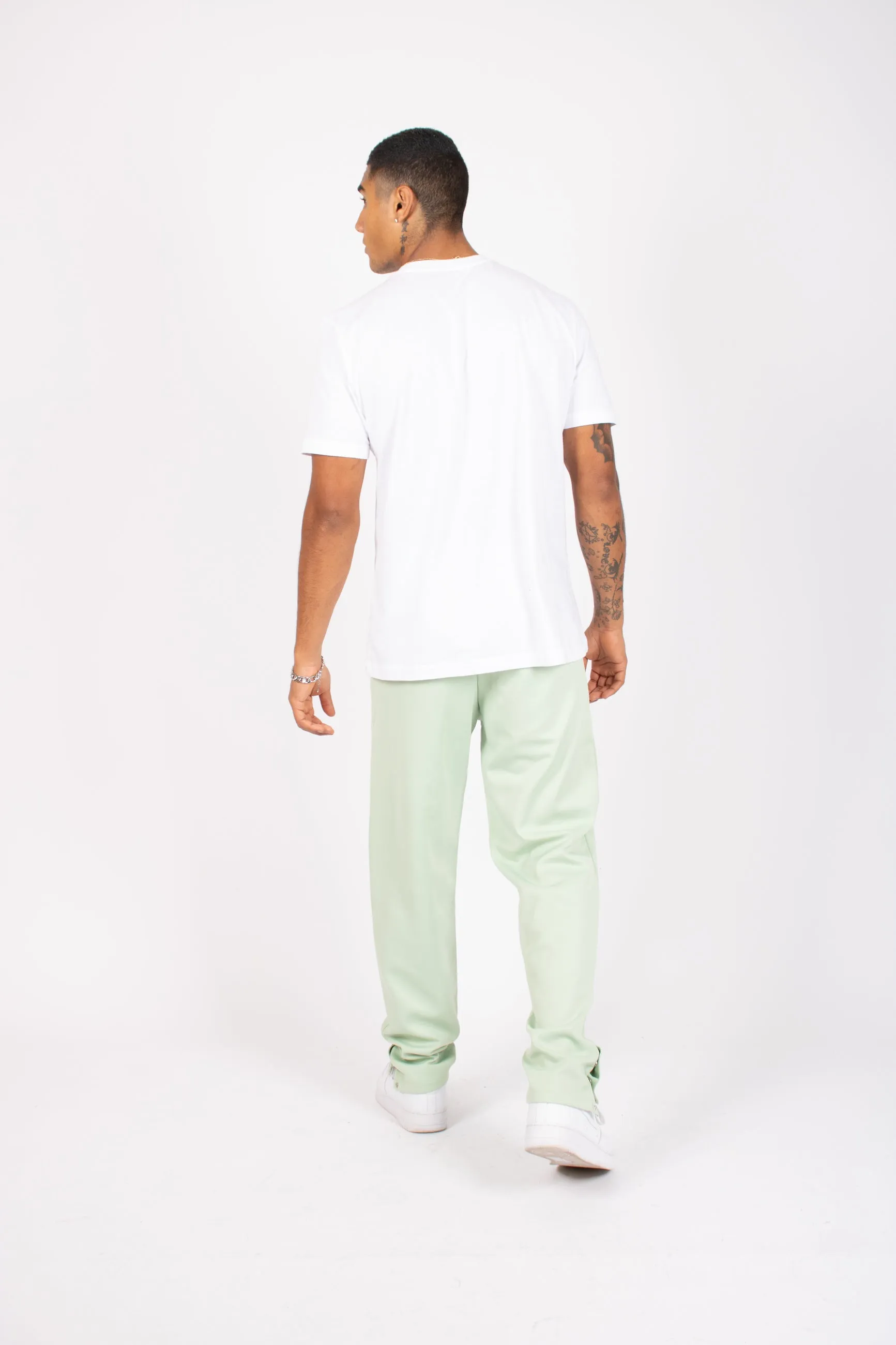 Mint Green Straight Leg Embroidered Golf Club & Popper Hem Jogger