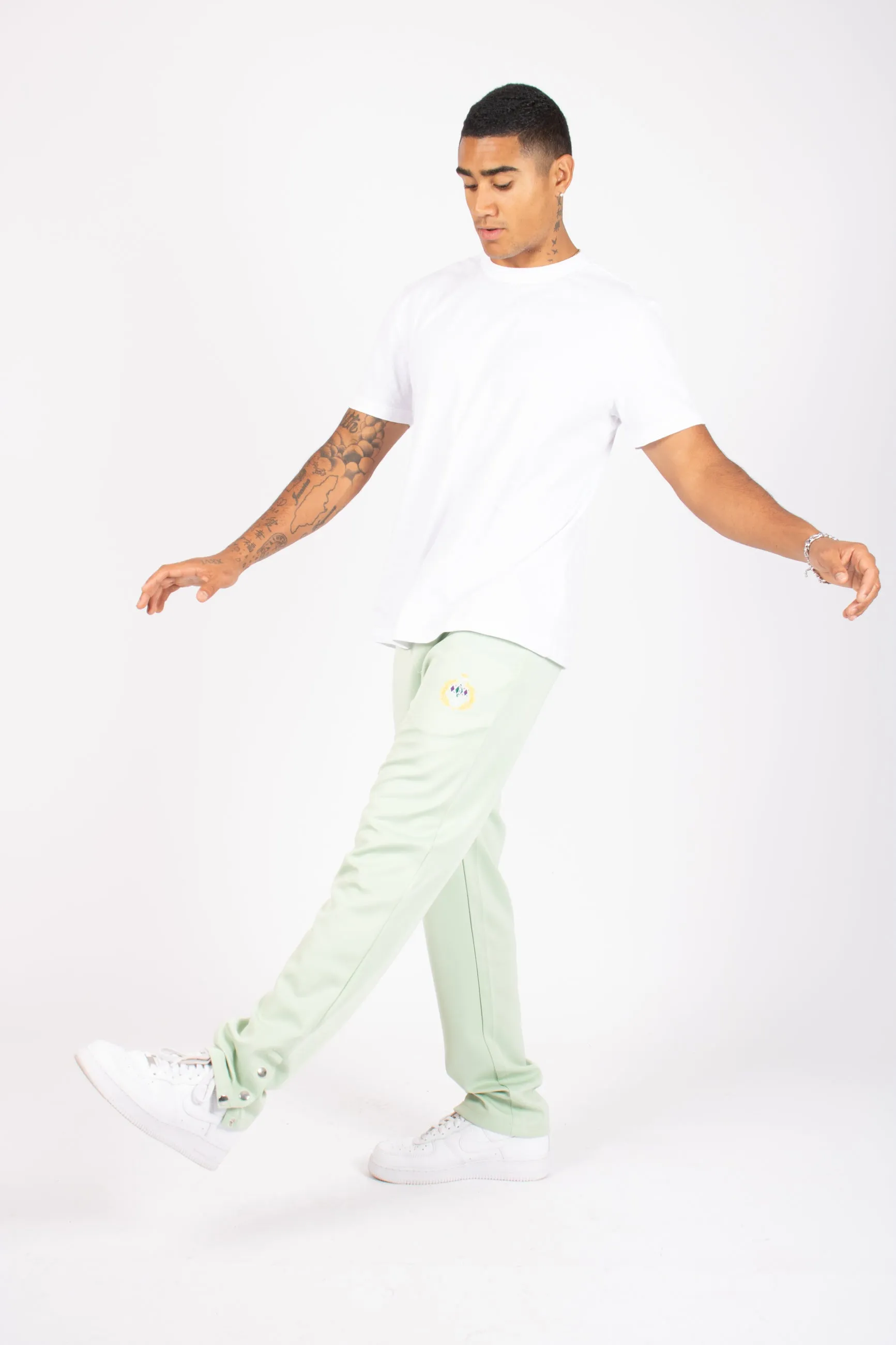 Mint Green Straight Leg Embroidered Golf Club & Popper Hem Jogger