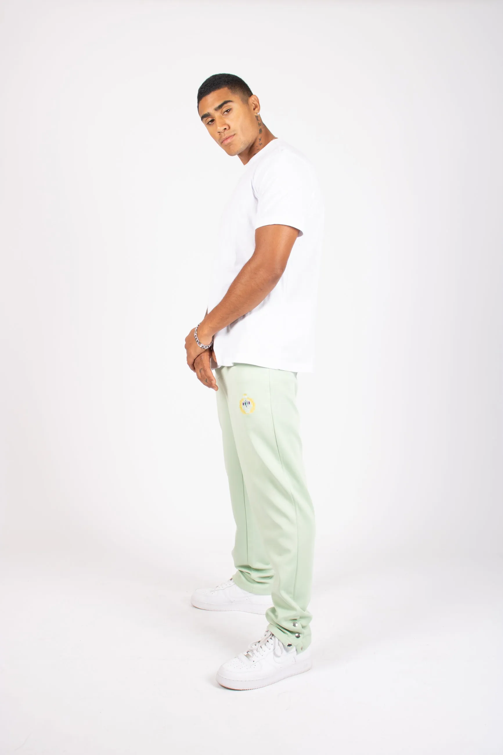 Mint Green Straight Leg Embroidered Golf Club & Popper Hem Jogger