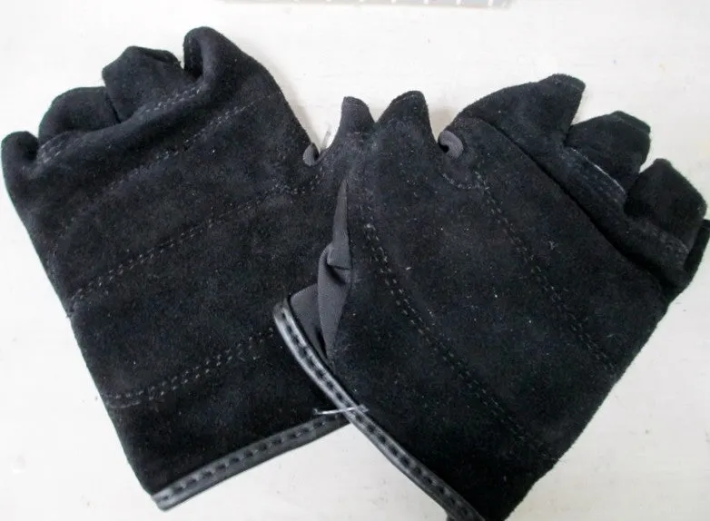 NEW Mens SARANAC Leather Workout Cycling Aerobics Fitness Gloves BLACK M