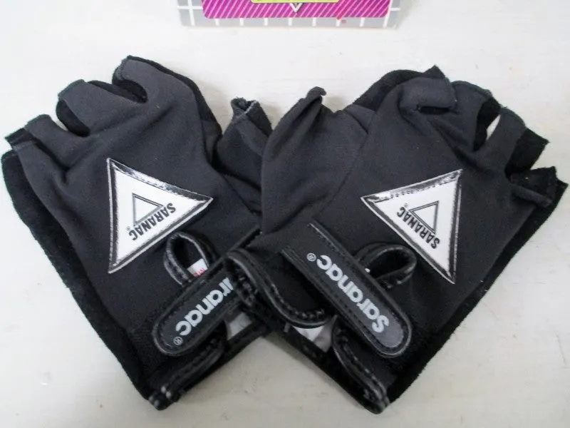 NEW Mens SARANAC Leather Workout Cycling Aerobics Fitness Gloves BLACK M