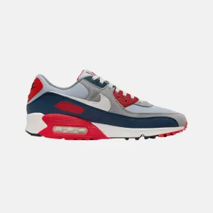 Nike Air Max 90 Men's Running Shoes -Light Smoke Grey/Armoury Navy/Fire Red/Phantom