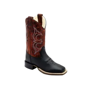 Old West Kid's Old West Western Black And Burnt Orange Boots