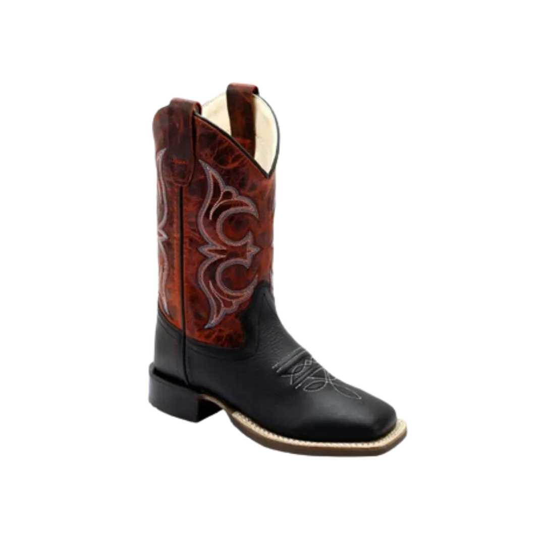 Old West Kid's Old West Western Black And Burnt Orange Boots