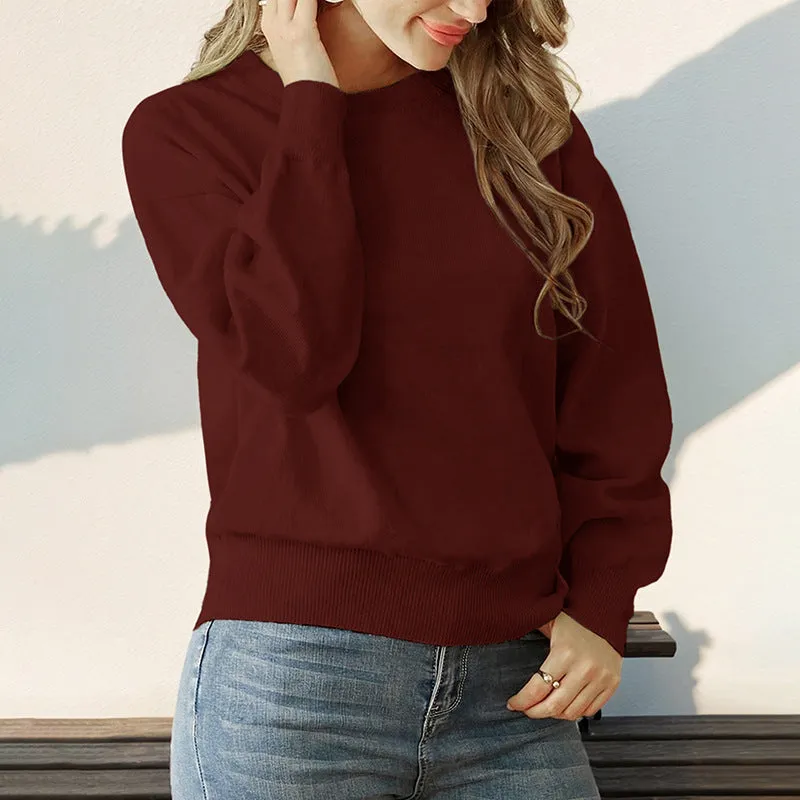 PEOPLETERRITORY hot sale Valentine's Day love crew neck sweater women's simple and versatile premium milk white pullover sweater