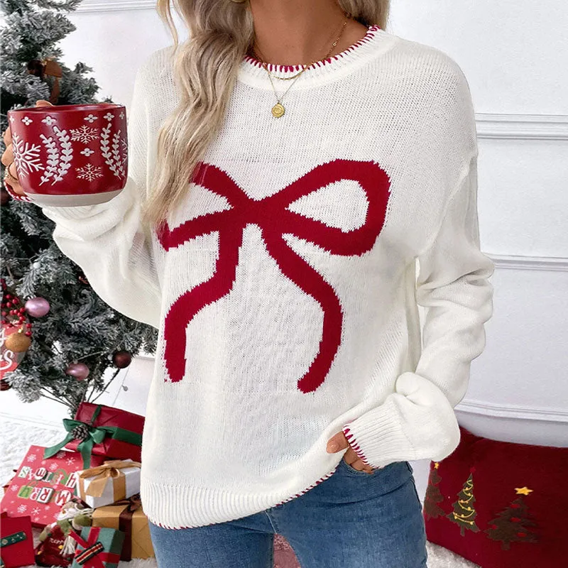 PEOPLETERRITORY New Hot Trade New Autumn and Winter New  Fashion  Loose Long Sleeve Crew Neck Christmas Sweater