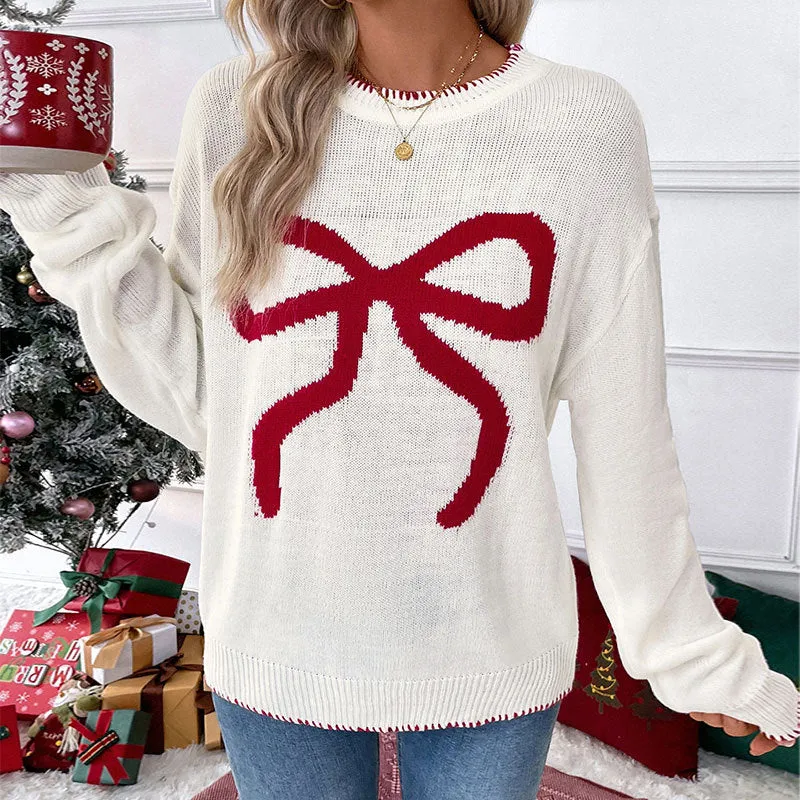 PEOPLETERRITORY New Hot Trade New Autumn and Winter New  Fashion  Loose Long Sleeve Crew Neck Christmas Sweater