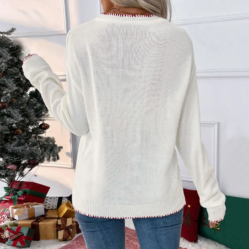 PEOPLETERRITORY New Hot Trade New Autumn and Winter New  Fashion  Loose Long Sleeve Crew Neck Christmas Sweater