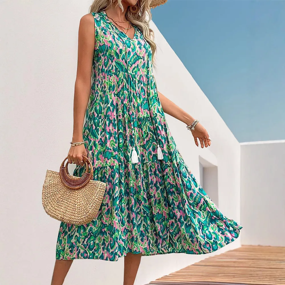 PEOPLETERRITORY New Hot Trade New New  Summer Women's  Sleeveless Bohemian Dress