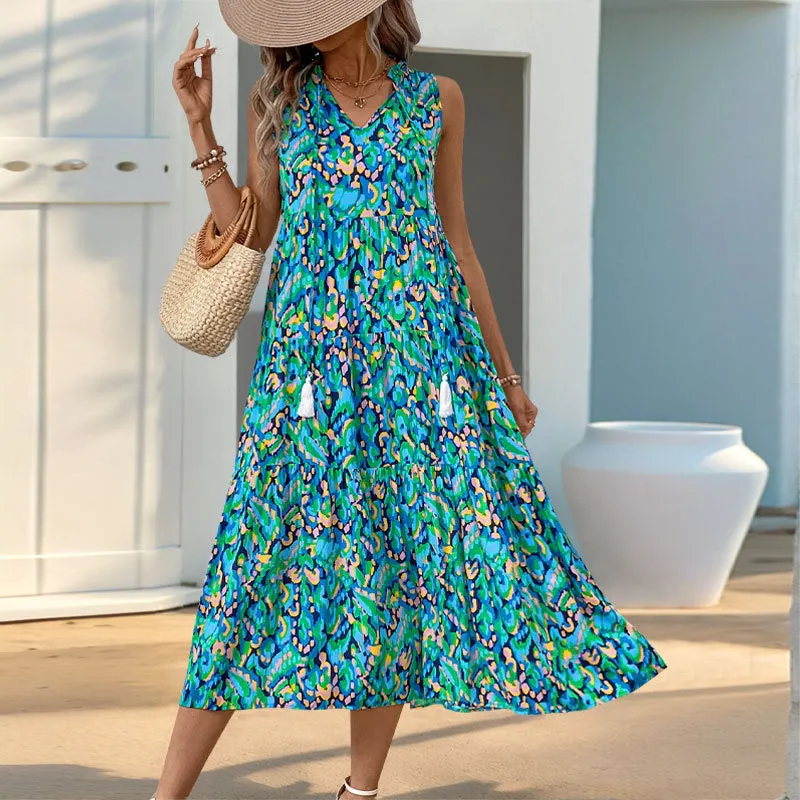 PEOPLETERRITORY New Hot Trade New New  Summer Women's  Sleeveless Bohemian Dress