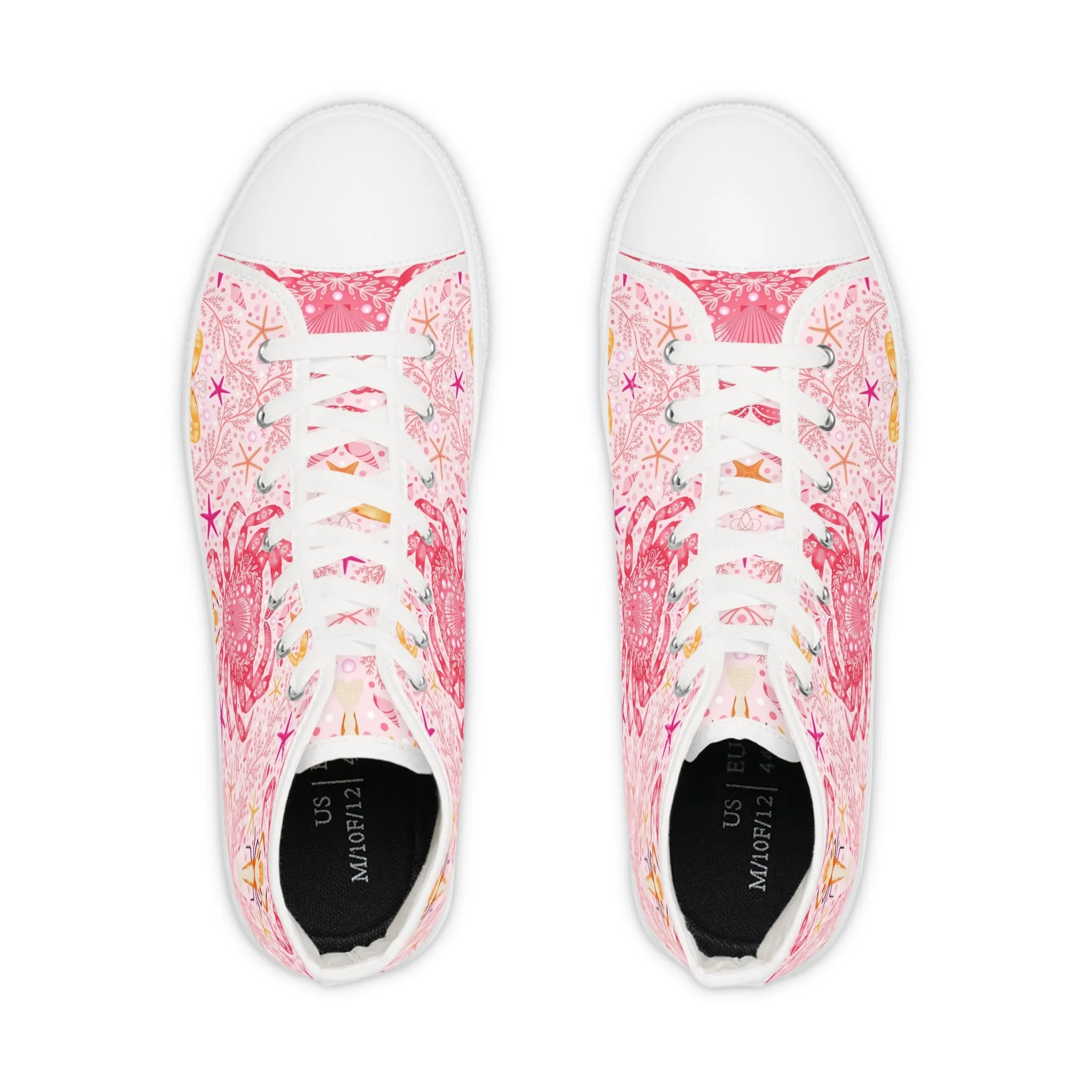 Pink Crabs Ocean Men's High Top Sneakers