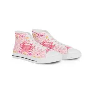 Pink Crabs Ocean Men's High Top Sneakers