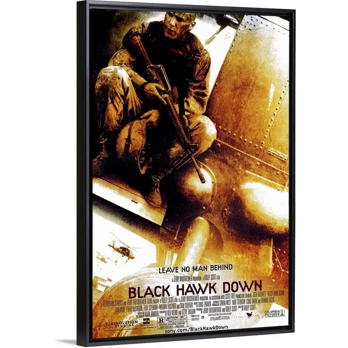 "Black Hawk Down (2001)" Black Float Frame Canvas Art