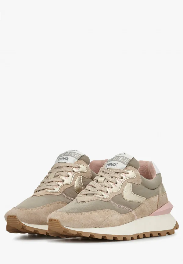 QWARK HYPE SUEDE NYLON SNEAKER - BEIGE/PLATINUM