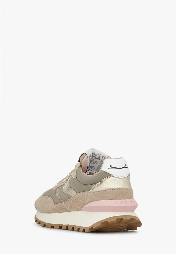 QWARK HYPE SUEDE NYLON SNEAKER - BEIGE/PLATINUM