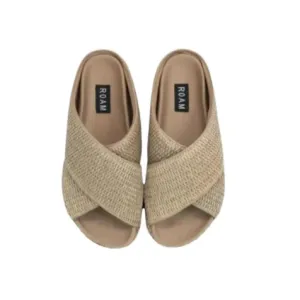 Roam Cross Stack Raffia Platform Slides