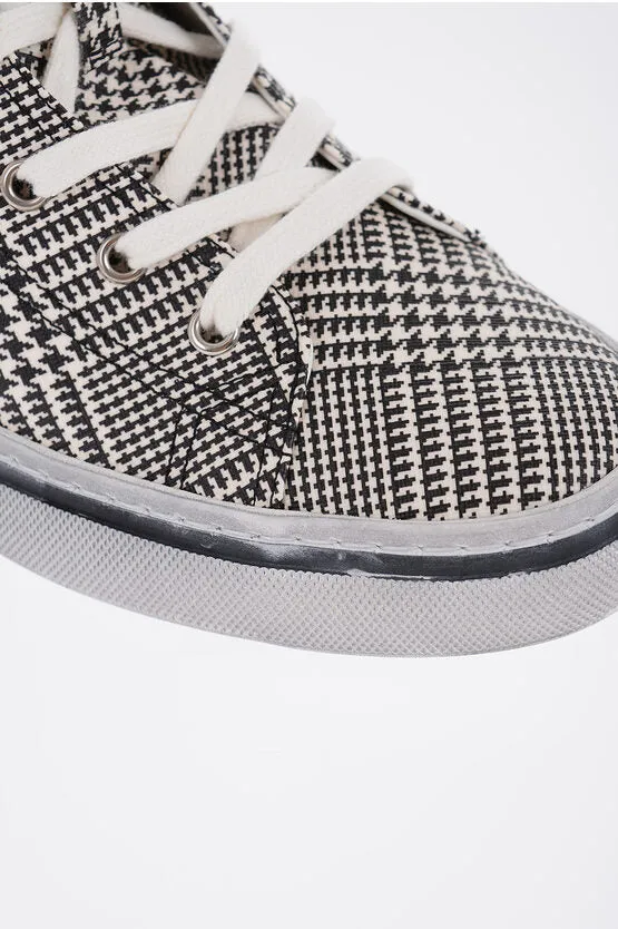 Saint Laurent High-Top MALIBU Sneakers With Houndstooth Print