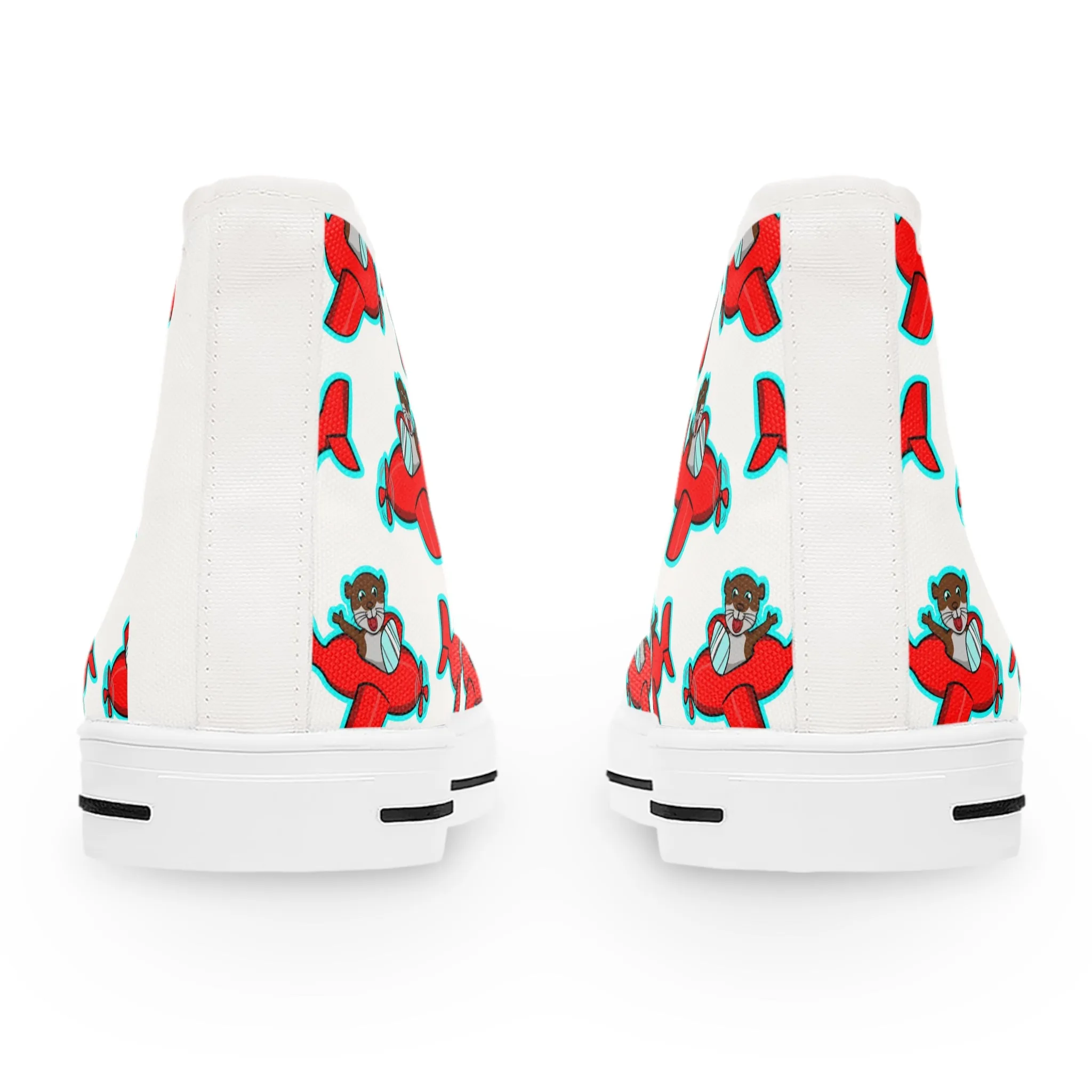 Sea Otter with Red Plane Women's High Top Sneakers