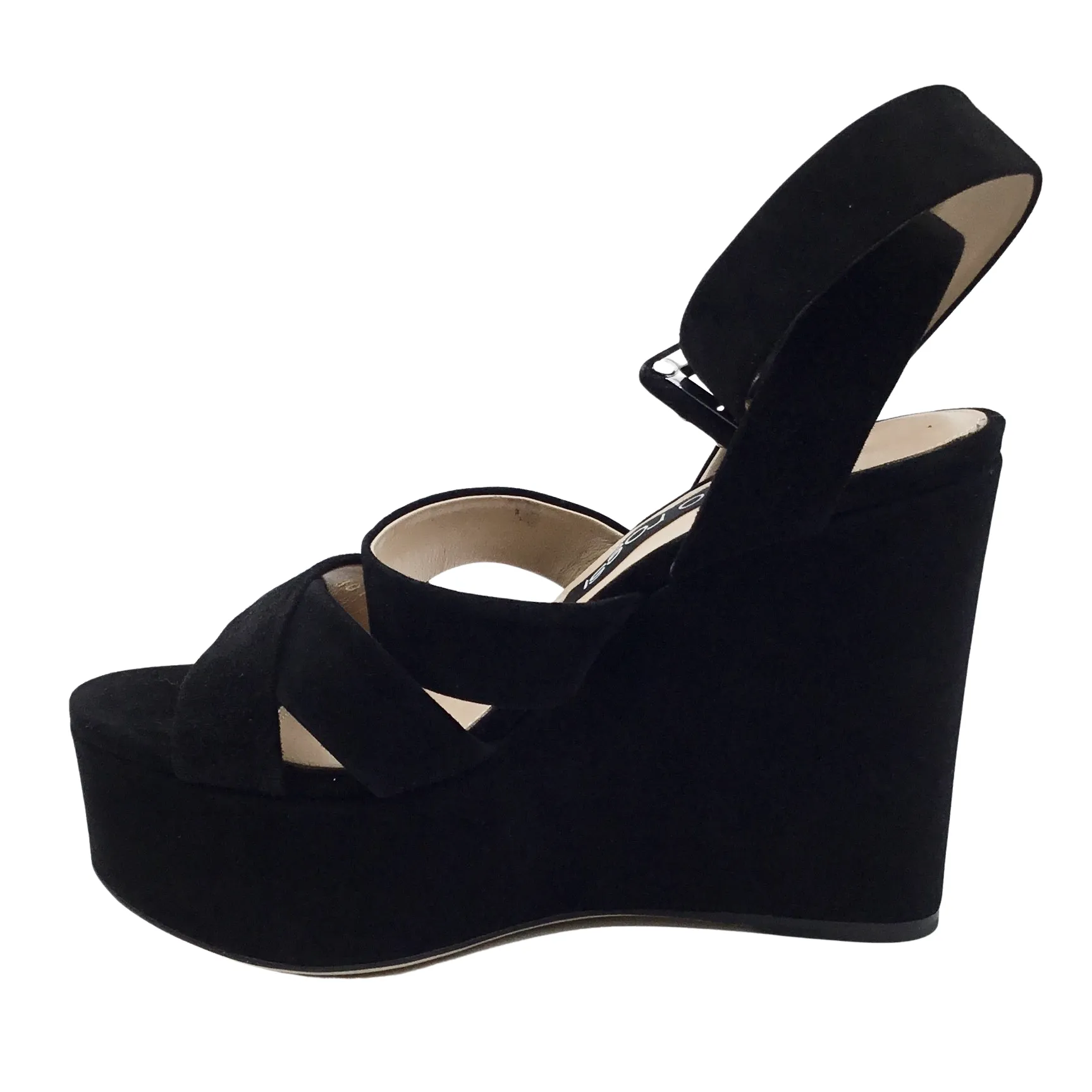 Sergio Rossi Black Suede Elettra Wedges