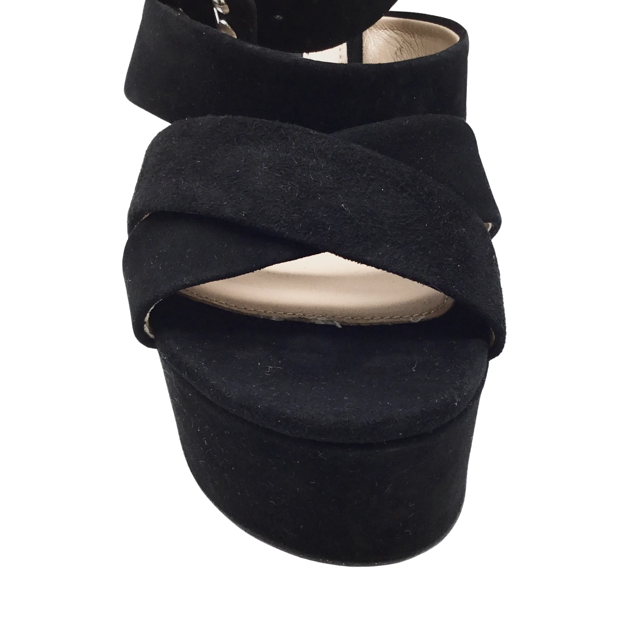 Sergio Rossi Black Suede Elettra Wedges