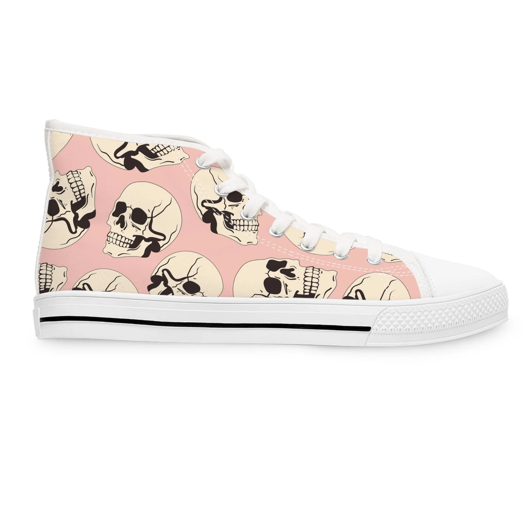 Skull Head and Pink Background Women's High Top Sneakers