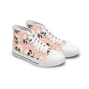 Skull Head and Pink Background Women's High Top Sneakers